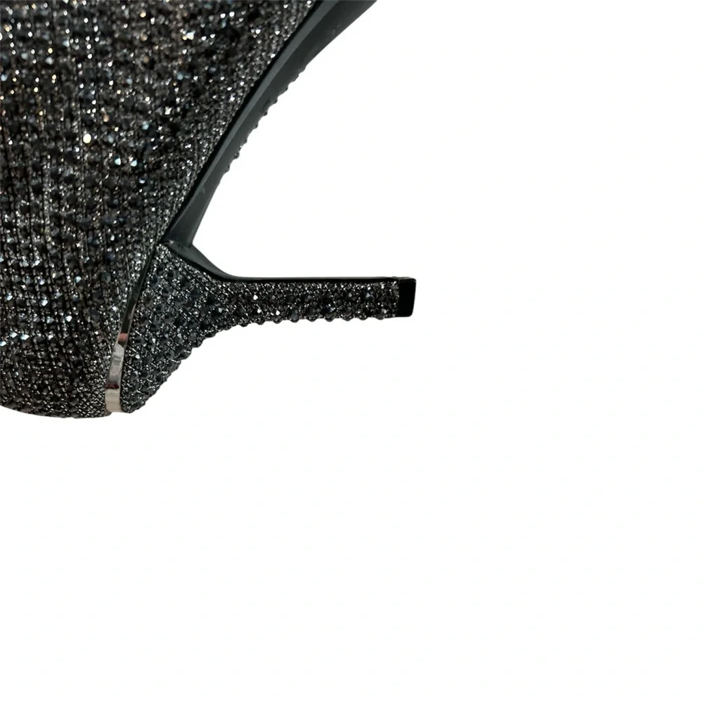 Michael Kors Black Sparkle Rhinestone Katerina Heeled Boots - Picture 4 of 12